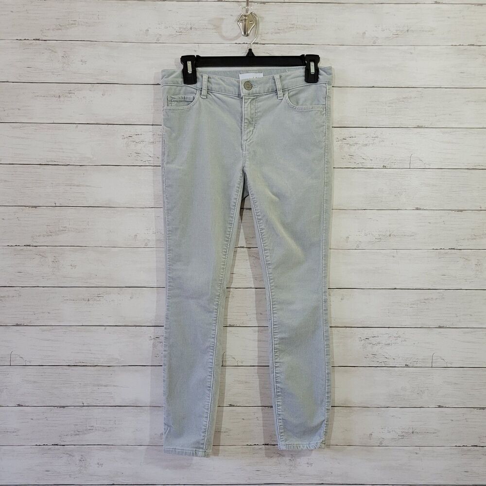 LOFT Pants Womens Size 26/2 Light Gray Corduroy Modern Skinny Stretch Mid Rise - Picture 1 of 10